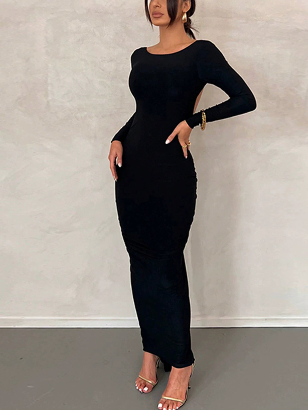 ZARA Autumn Winter Sexy Backless Socialite Evening Gown
